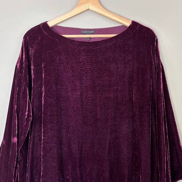 Eileen Fisher Velvet Tunic Top Women's Silk Blend 3/4 Sleeve EUC - Picture 4 of 10